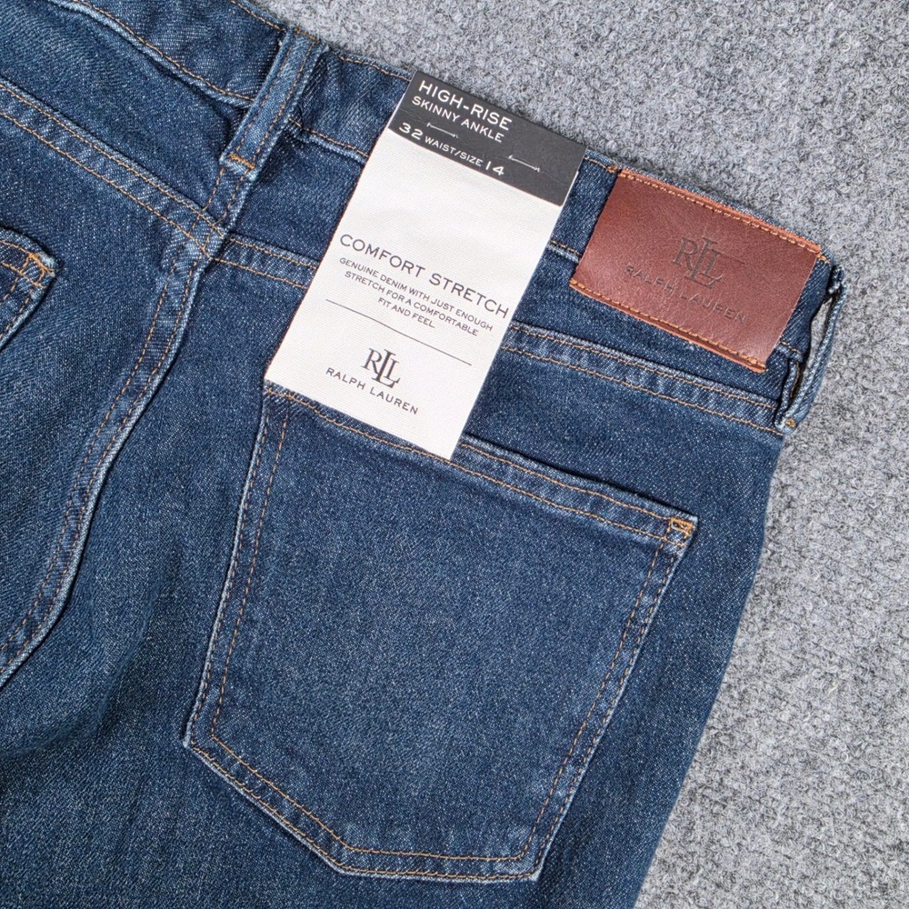 Lauren Ralph Lauren Jeans Womens 14 Blue High-Rise Skinny Ankle Comfort NWT